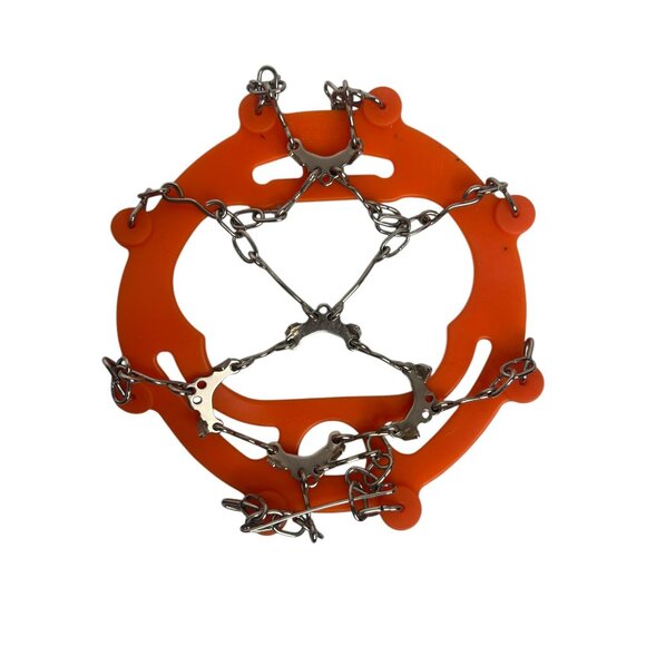 Ice Gripper Traction Cleats For Shoes Orange Durable Steel Chains Rubber Size M - Picture 5 of 11